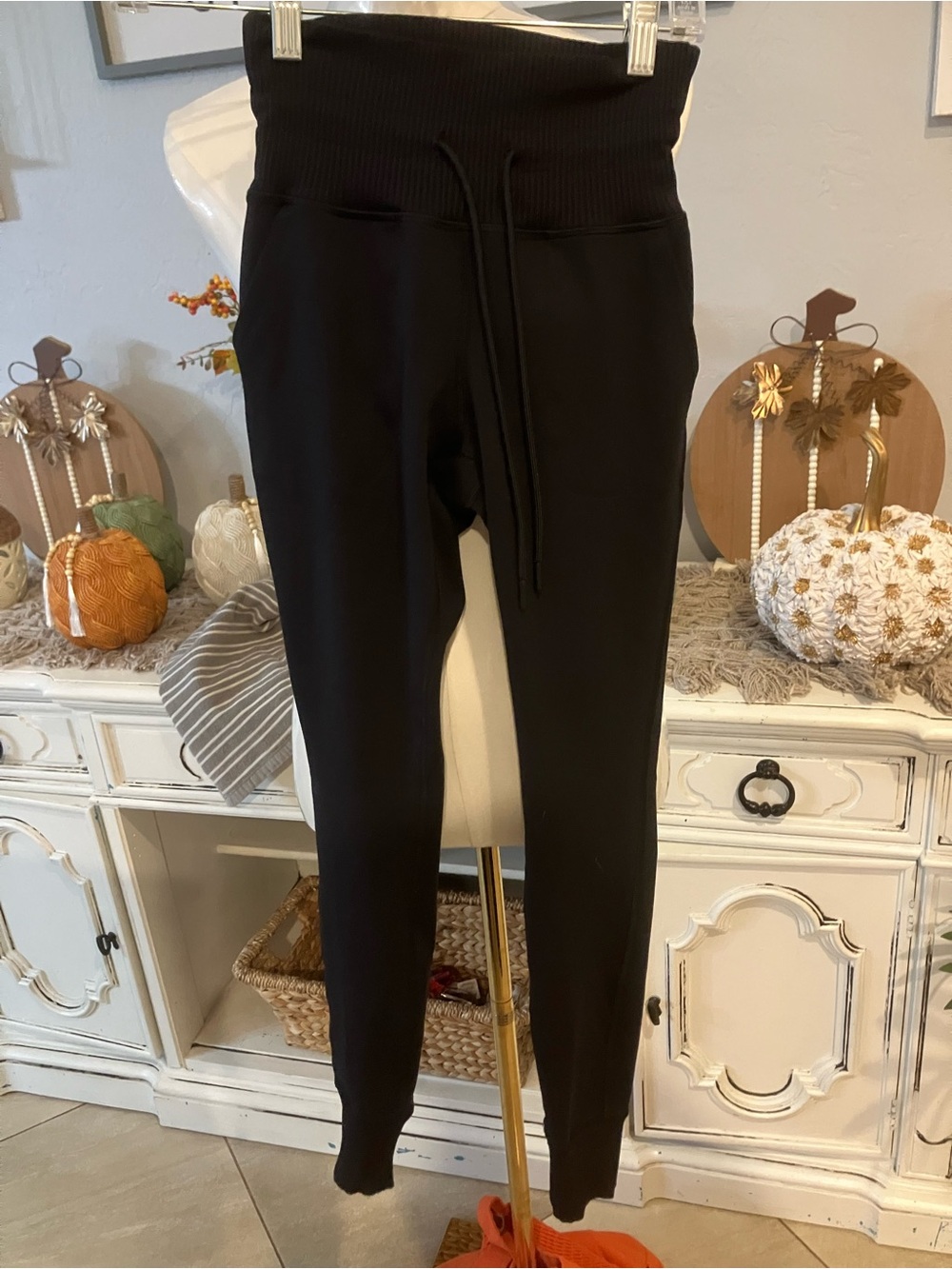 Avalanche Black High-Waist Ribbed Jogger Pants